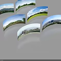 Curved Panoramic Landscape Display With Multiple Natural Urban Green Scenes