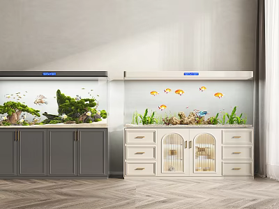Modern Fish Tank Simple Fish Tank Aquarium Tropical Fish Waterscape Goldfish 3d model