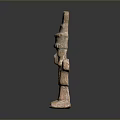 Traditional Ancient Terracotta Human Figure Sculpture With Headdress And Necklace Decoration
