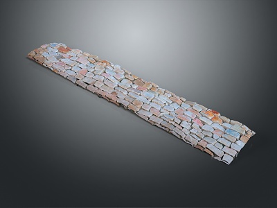 modern brick road facilities stone road 3d model