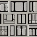 Various Window Frame Designs With Grid Patterns Glass Panels and Different Styles 3d model