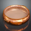 Hand-Carved Copper Sculpture Circular Vessel With Dual Handles Glossy Surface And Artistic Design