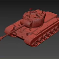 Desert Camouflage Military Tank With Turret Cannon Barrel Tracks Star Emblem Isolated On Gray Background
