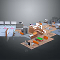 Cartoon Scene With Multiple Room Layouts Vibrant Furniture And Playful Building Structures