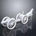 White Classic Horse Drawn Carriage Model Featuring Large Wheels And Standing Horse