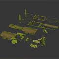 Detailed Ancient Wooden Boats Exploded View With Multiple Components And Parts
