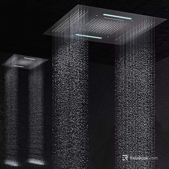 Rainfall Shower Head With Modern Design Powerful Water Flow And LED Light For Bathroom 3d model 