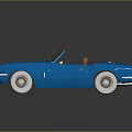 Vintage Blue Convertible Car with Brown Seats Black Top and White Wheels Retro Design