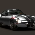 Silver Vintage Sports Car With Black Stripes Sleek Body Round Headlights And Black Roof