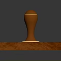 Brown Wooden Stamp With Rectangular Base And Round Top For Daily Household Use 3d model