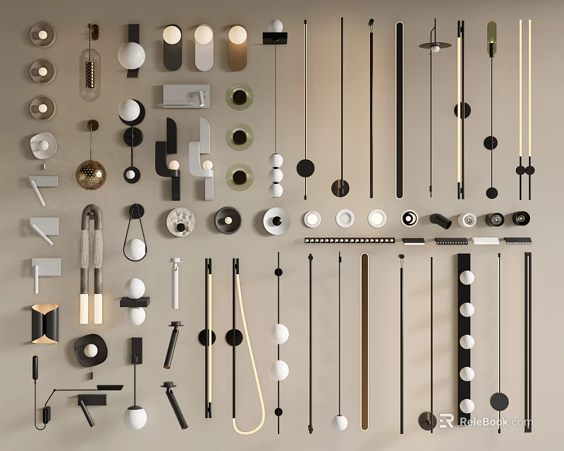 Various Modern Wall Lamps With Stylish Designs And Decorative Elements For Home Interior 3d model