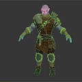 Fantasy Warrior Character in Leather and Metal Armor With Spiked Shoulder Design