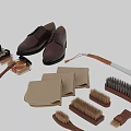 Brown Leather Shoes with Shoe Polish Brushes and Cleaning Cloths for Effective Shoe Care