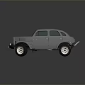 Gray Vintage Style Off Road Vehicle With Large Tires And Retro Design