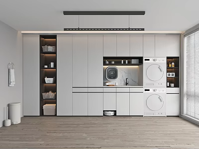 modern laundry room balcony washing machine cabinet 3d model