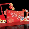 2024 Chinese New Year Dragon Theme Decorations With Red Fortune Elements 3d model