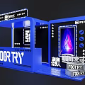 FOBTRY Booth With Blue Design Purple Triangle Screen And Brand Box 3d model