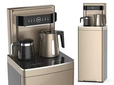 Modern Gold And Black Household Appliances With Coffee Maker Electric Kettle And Water Dispenser 3d model
