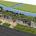 Modern Commercial Street Architectural Design With Glass Facade And Outdoor Pedestrian Areas