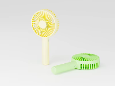 Portable Yellow And Green Handheld Fans With Modern Design And Compact Size 3d model