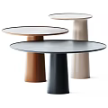 Modern Side Tables With Round Tabletop And Cylindrical Base In Brown Black Beige 3d model