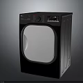 Sleek Modern Dark Washing Machine Featuring Transparent Door And Digital Control Panel