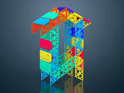 Colorful Building Blocks Create Creative 3D Structure With Interlocking Geometric Pieces 3d model