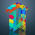 Colorful Building Blocks Create Creative 3D Structure With Interlocking Geometric Pieces 3d model