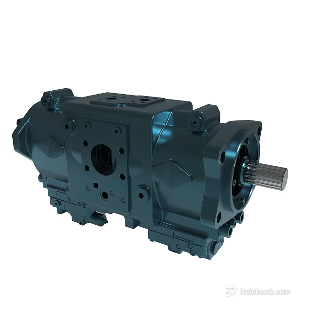 Dark Blue Industrial Hydraulic Pump Mechanical Component With Precision Engineered Metal Structure 3d model 