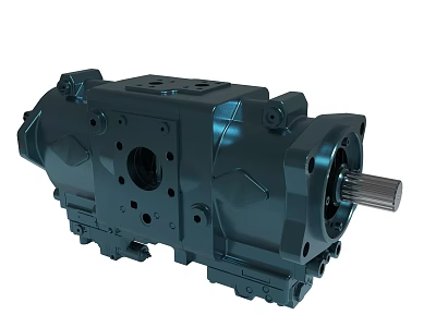 Dark Blue Industrial Hydraulic Pump Mechanical Component With Precision Engineered Metal Structure 3d model