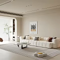 Modern Living Room Interior With White Sofa Glass Coffee Table Brown Armchair And Green Plant