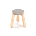 Simple Modern Stool With Gray Fabric Seat And Light Wooden Legs