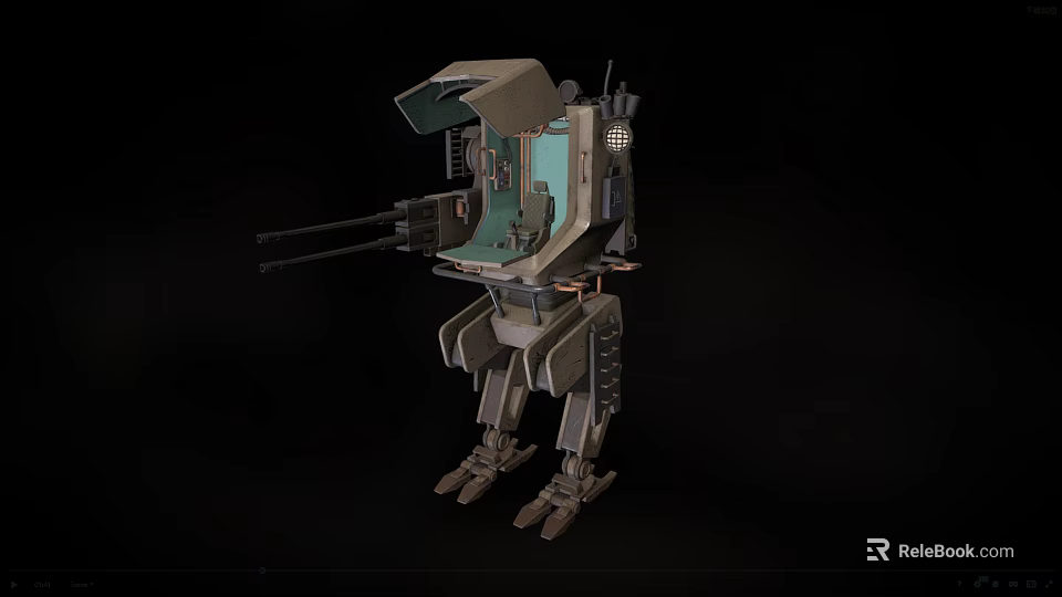 Intelligent Mechanical Combat Machine With Weapon System And Leg Support Structure 3d model 