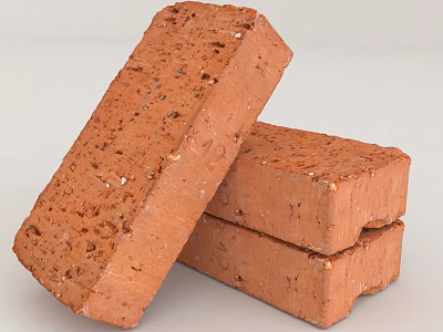 Natural Red Bricks Stacked With Rough Surface Texture For Construction Material Use 3d model