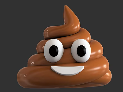 3D Carved Cartoon Poop Sculpture With Smiling Face And Big Eyes 3d model
