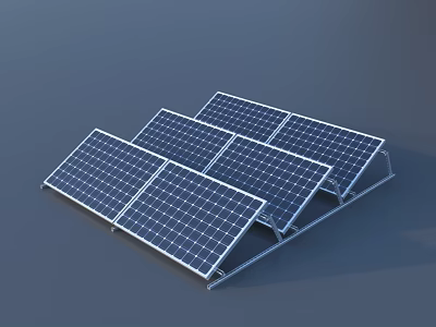 Multiple Solar Panels In Array With Durable Metal Mounting Rack 3d model