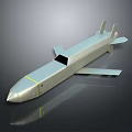 3D Model of Streamlined Metallic Missile With Yellow Stripe Wings and Tail Fins