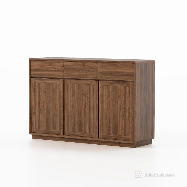 Modern Wooden Sideboard With Cabinet Doors And Drawers For Home Storage 3d model 