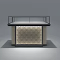 Modern Display Showcase Shelf With Glass Top Metal Frame And Mesh Panel