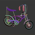Vintage Purple Bicycle With Chromed Frame Purple Seat And Handlebar Tassels