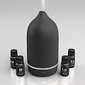 Black Modern Aromatherapy Diffuser With Essential Oil Bottles And Sleek Design 3d model