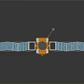 Orbital Satellite With Orange Body And Blue Solar Panels For Space Exploration