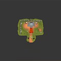 Cartoon Ancient Temple Scene With Throne Colorful Pillars Red Rug And Green Grass Platform