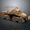 Detailed Military Armored Vehicle Weapon Model With Six Wheels And Roof Structure