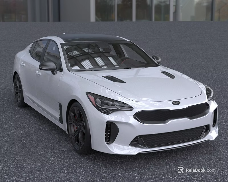 Sleek White Kia Sedan With Sporty Design Black Roof And Black Wheels 3d model 