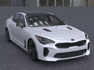 Sleek White Kia Sedan With Sporty Design Black Roof And Black Wheels 3d model