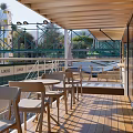 Modern Outdoor Lounge Area With Wooden Deck And Seating Furniture Structure