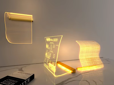 Modern Decorative Lamps With Yellow Light Creative Scroll And Wavy Wall Table Designs 3d model