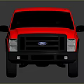 Red Ford Pickup Truck With Black Accents And Reflective Exterior Design