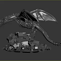 Detailed Silver Dragon Sculpture Perched On Irregular Silver Blocks